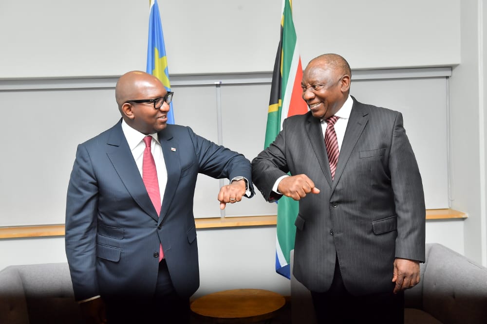 RDC-Diplomlatie:Le renforcement de la coopération économique entre la RDC et l’Afrique du Sud au centre des échanges entre le Président Cyril Ramaphosa et le Premier Ministre Jean-Michel Sama Lukonde 