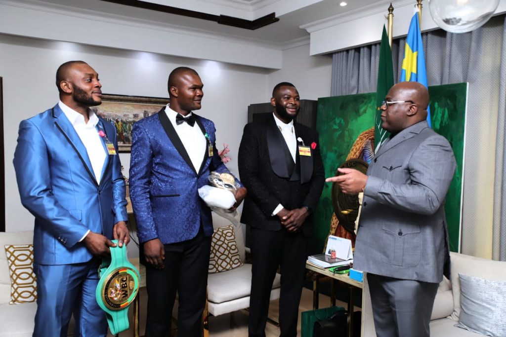 RDC-Sport:Après sa victoire, Martin Bakole reçu par le Président Félix  Tshisekedi