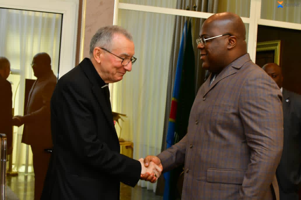 RDC-Religion:report du voyage du pape au pays de Lumumba, le Président de la République échange avec le Secrétaire d’État du Vatican