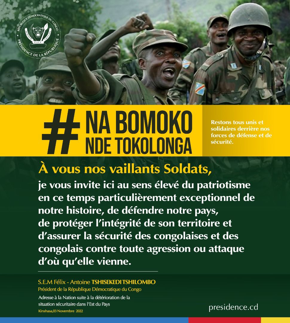 RDC-Sécurité:Malgré notre investissement et les efforts fournis dans cette optique, la paix et la sécurité ne sont pas au rendez-vous (Félix Tshisekedi)