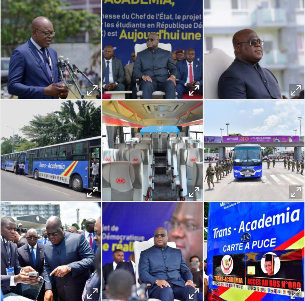 RDC-ESU:Félix Tshisekedi procéde à  la mise en service des Bus  Trans-Academia