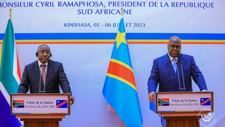 RDC-Diplomatie:Adoption de rapport de la grande commission mixte RDC-RSA les deux Chefs d’État Félix Tshisekedi et Cyril Ramaphosa