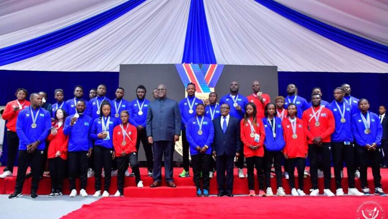RDC-Sports: Félix Tshisekedi a reçu au tour d’un dîner les athlètes congolais ayant participé au XI jeux de la Francophonie