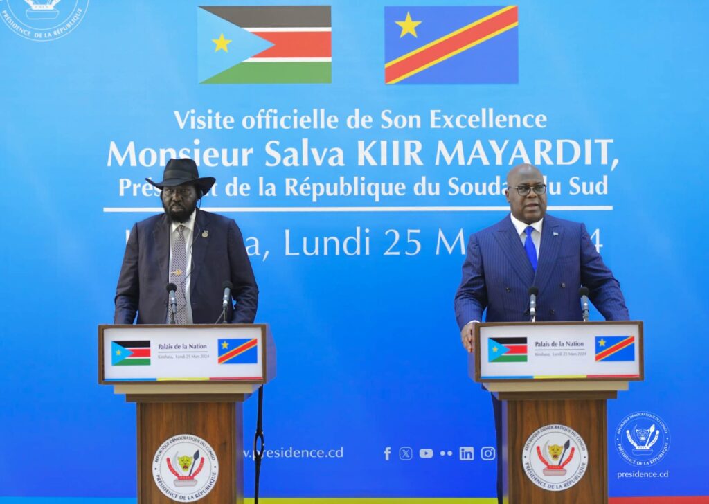 RDC:Crise sécuritaire dans l’Est de la RDC Félix tshisekedi et Salva Kiir appellent au respect des accords de paix