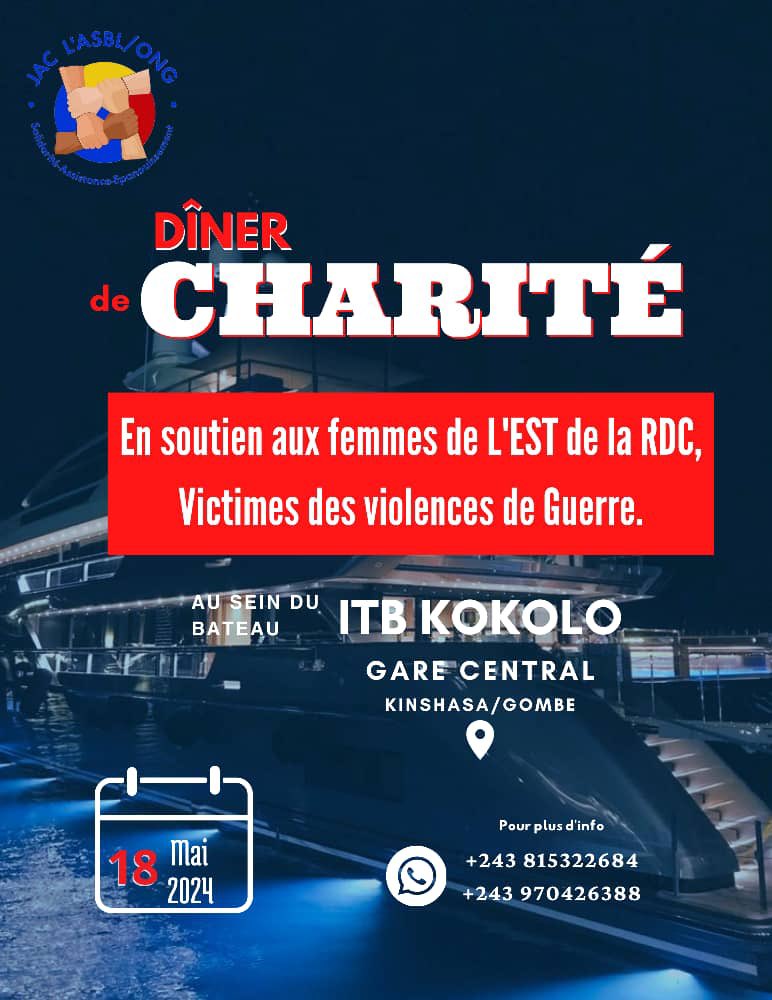 RDC:L’asbl/ong J’aime le Congo organise un « dîner de charité » ce 18 mai 2024 en hommage aux femmes victimes de la guerre dans l’Est