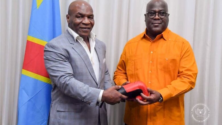 RDC:Mike Tyson reçu par Félix Tshisekedi à la Cité de l’Union Africaine